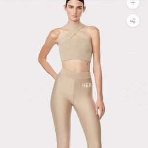 NWT Herve Leger Rib Halter Bra Top - Knit - Brown - M